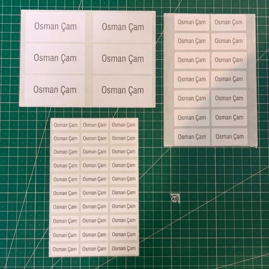İsim Yazılı Yapışkanlı Etiket Sticker