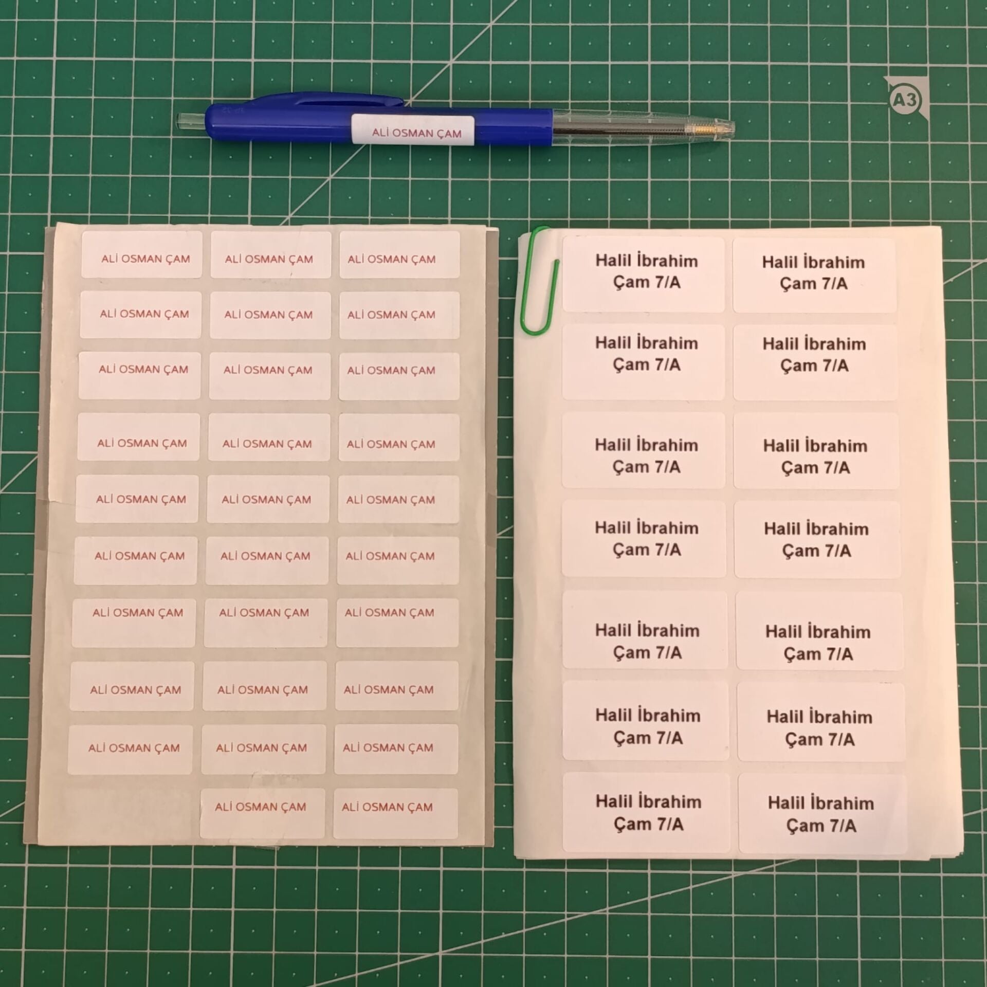 İsimli Kalem Etiketi | 12x30 mm