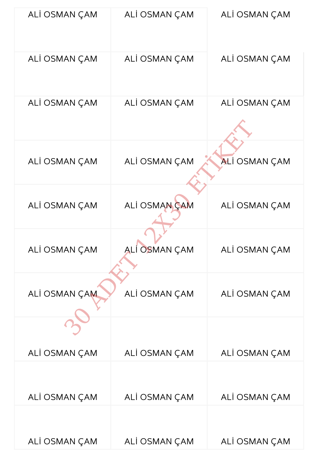 İsimli Kalem Etiketi - Beyaz